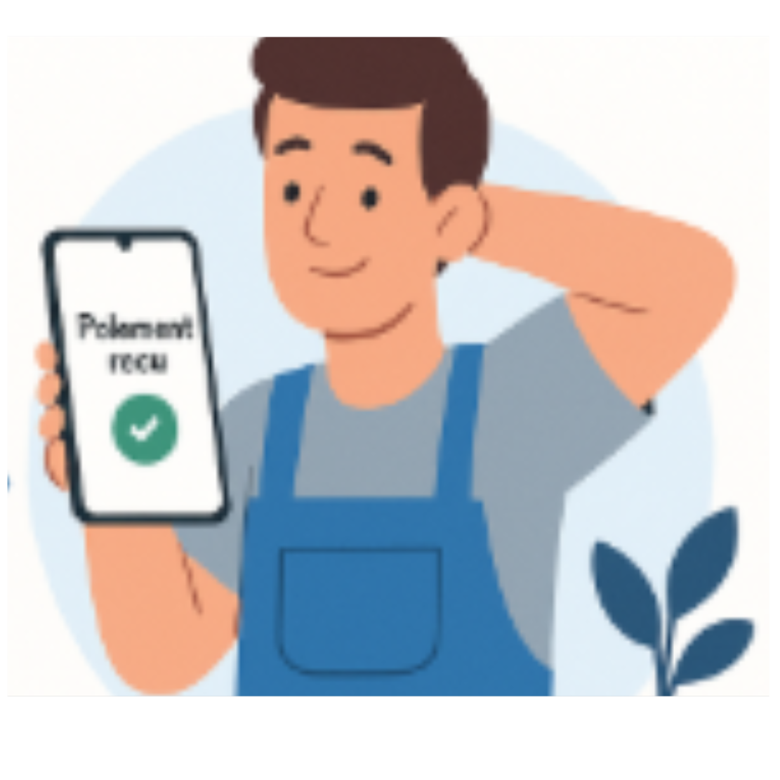 Illustration of a craftsman receiving a validated payment on mobile