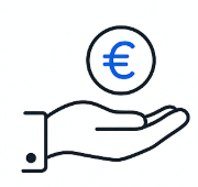 Hand with coin icon – symbol of secure payment